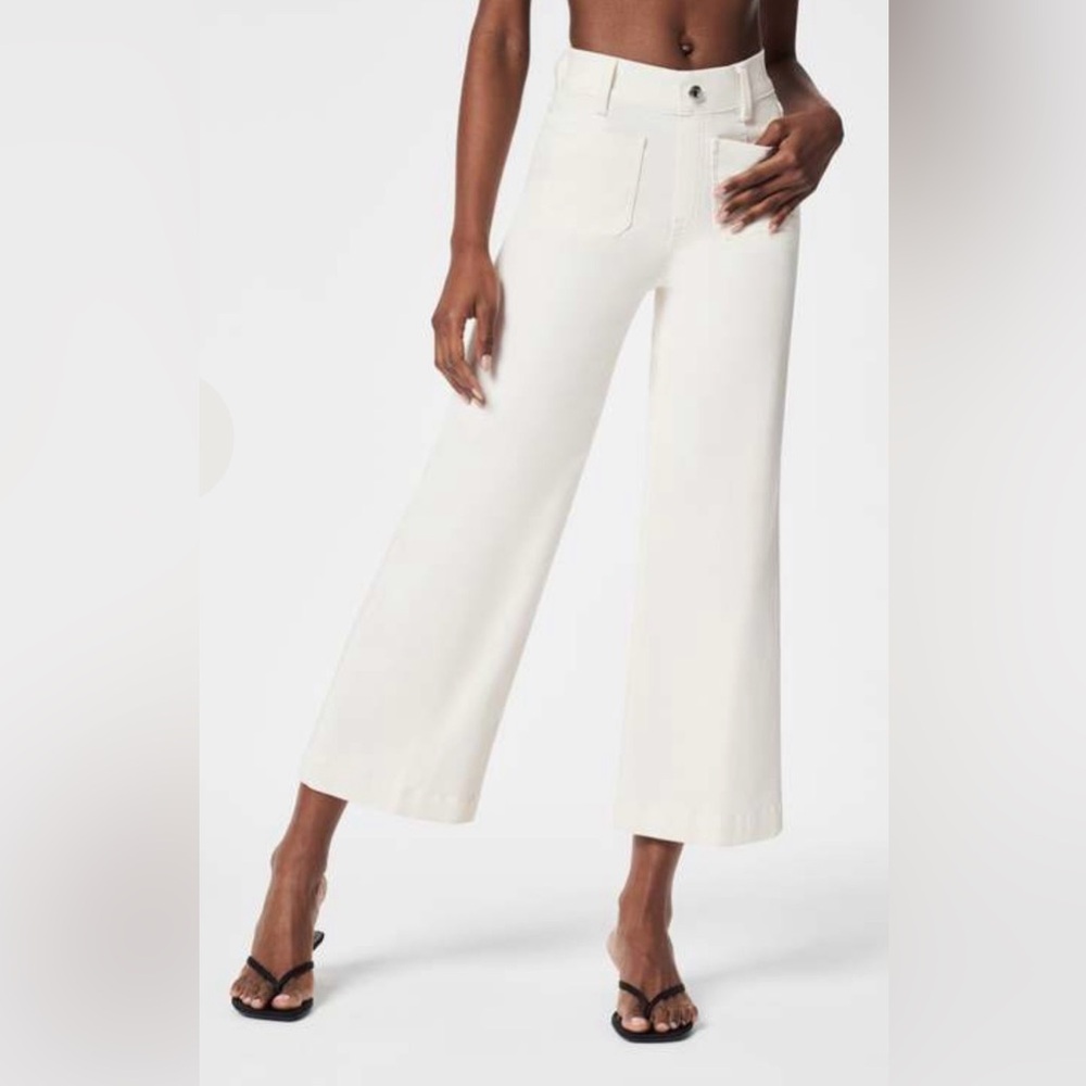 Spanx Jeans Women’s XL Cropped Wide Leg High Rise Stretch Pants 20704R Shapewear